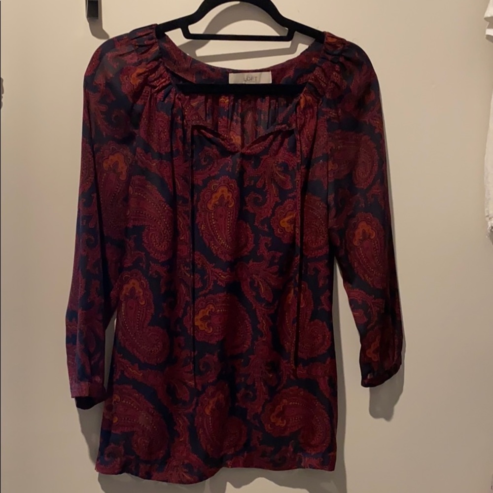 navy burgundy & gold paisley-like design